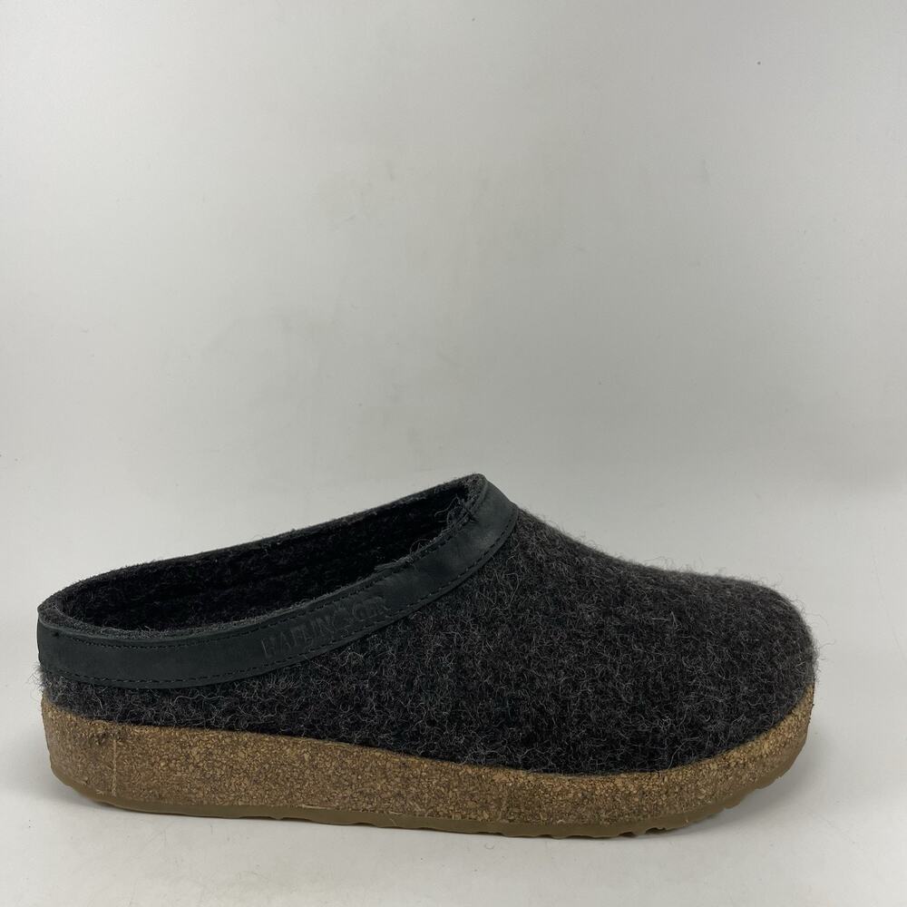 Haflinger Grizzly Wool Clogs Womens EU 40, US 9 Gray Felt Cork Footbed Mules